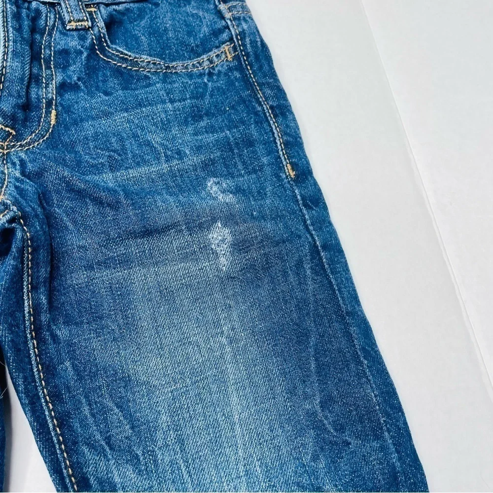 GAP Denim Distressed Girlfriend Jeans in 5 Slim with Adjustable Waist Dark Wash